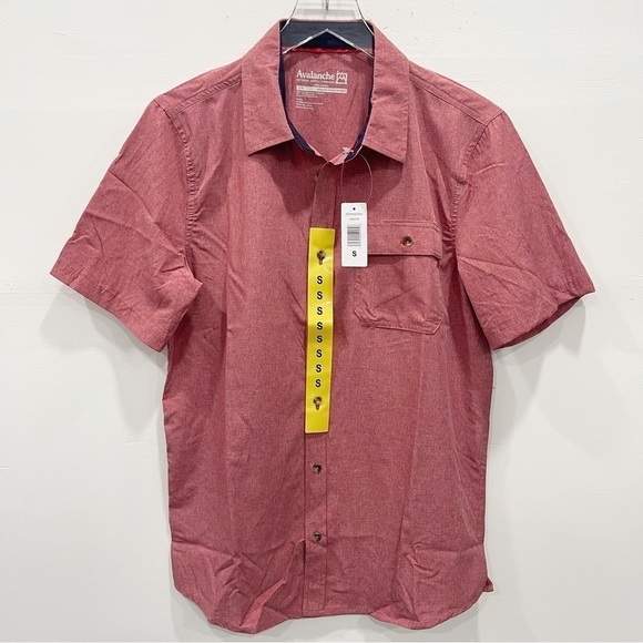Avalanche Short Sleeve Button Down Shirt Small Pink - Picture 1 of 8